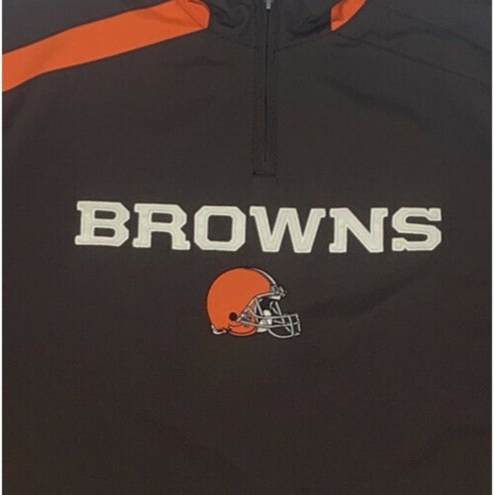 Men's Reebok NFL On Field NFL Cleveland Browns‎ 1/4 Zip Jacket Brown Large